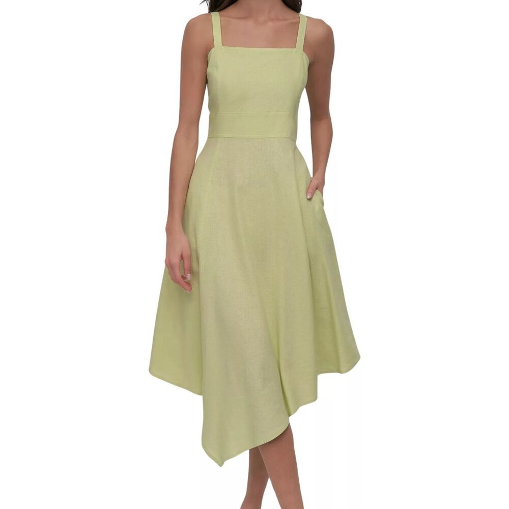DKNY Sleeveless Asymmetric Linen Dress